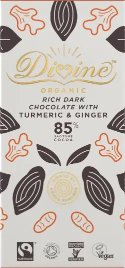 Divine Rich Dark 85% Chocolate with Turmeric & Ginger 80g