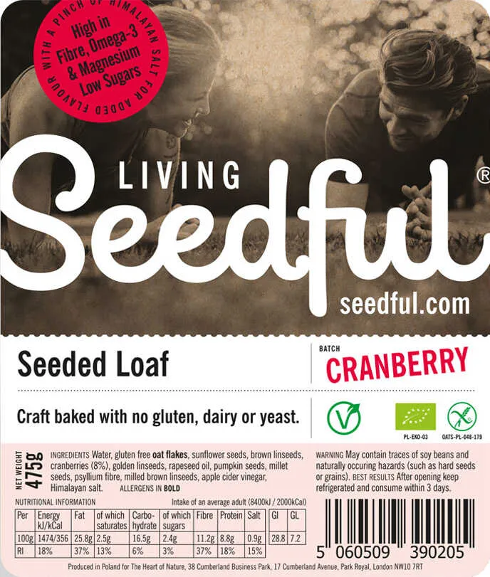 Seedful Organic Cranberry Loaf Slices 275g