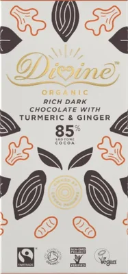 Divine Rich Dark 85% Chocolate with Turmeric & Ginger 80g