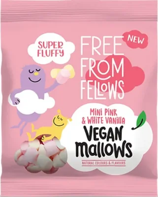 Free From Fellows Mini Pink & White Vanilla Vegan Mallows 105g