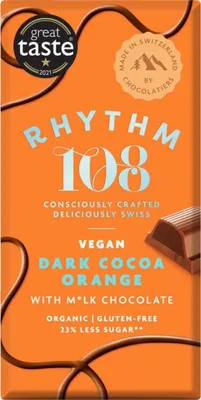 Rhythm 108 Dark Cocoa Orange Bar 100g